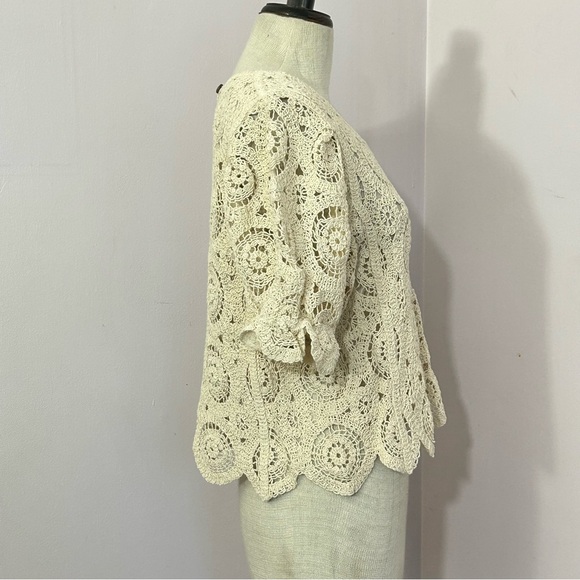Solitaire Cotton Blend Crochet Top Medium - Picture 4 of 8